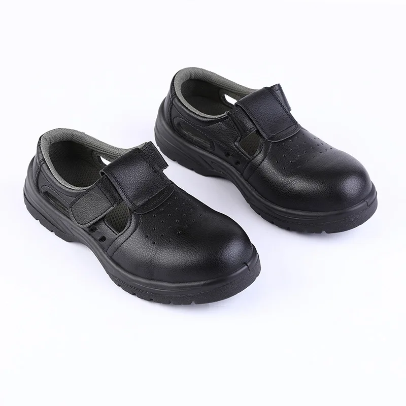men's fashion steel toe covers working shoes soft leather white safety sandals summer worker safe boots breathable footwear male image 2
