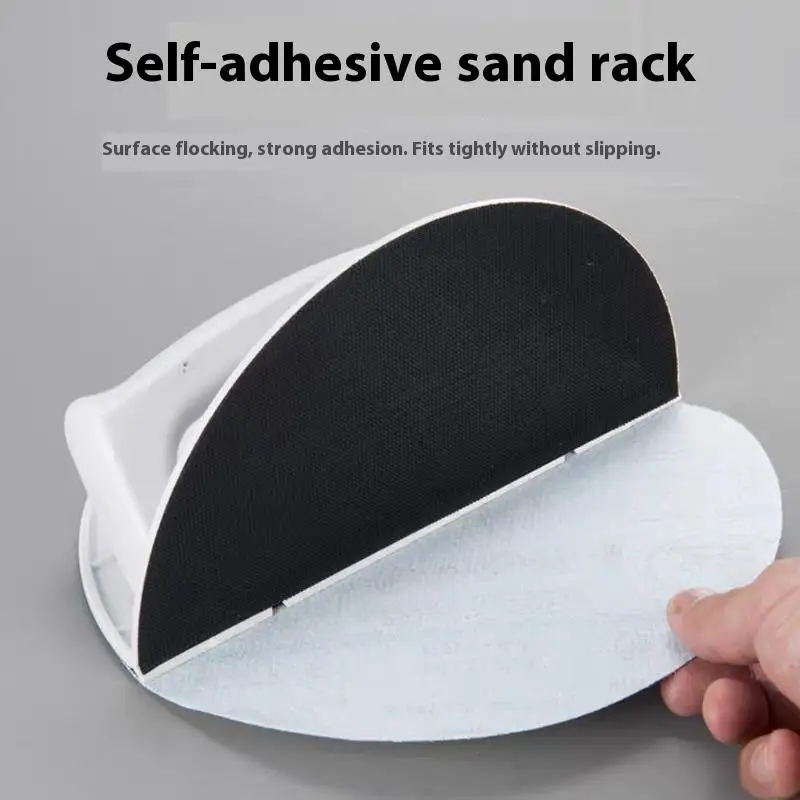 1 세트 플라스틱 코너 샌더 인체공학적 핸드헬드 도구 목공 DIY 프로젝트용 자가 접착 반원형 샌딩 패드 홀더