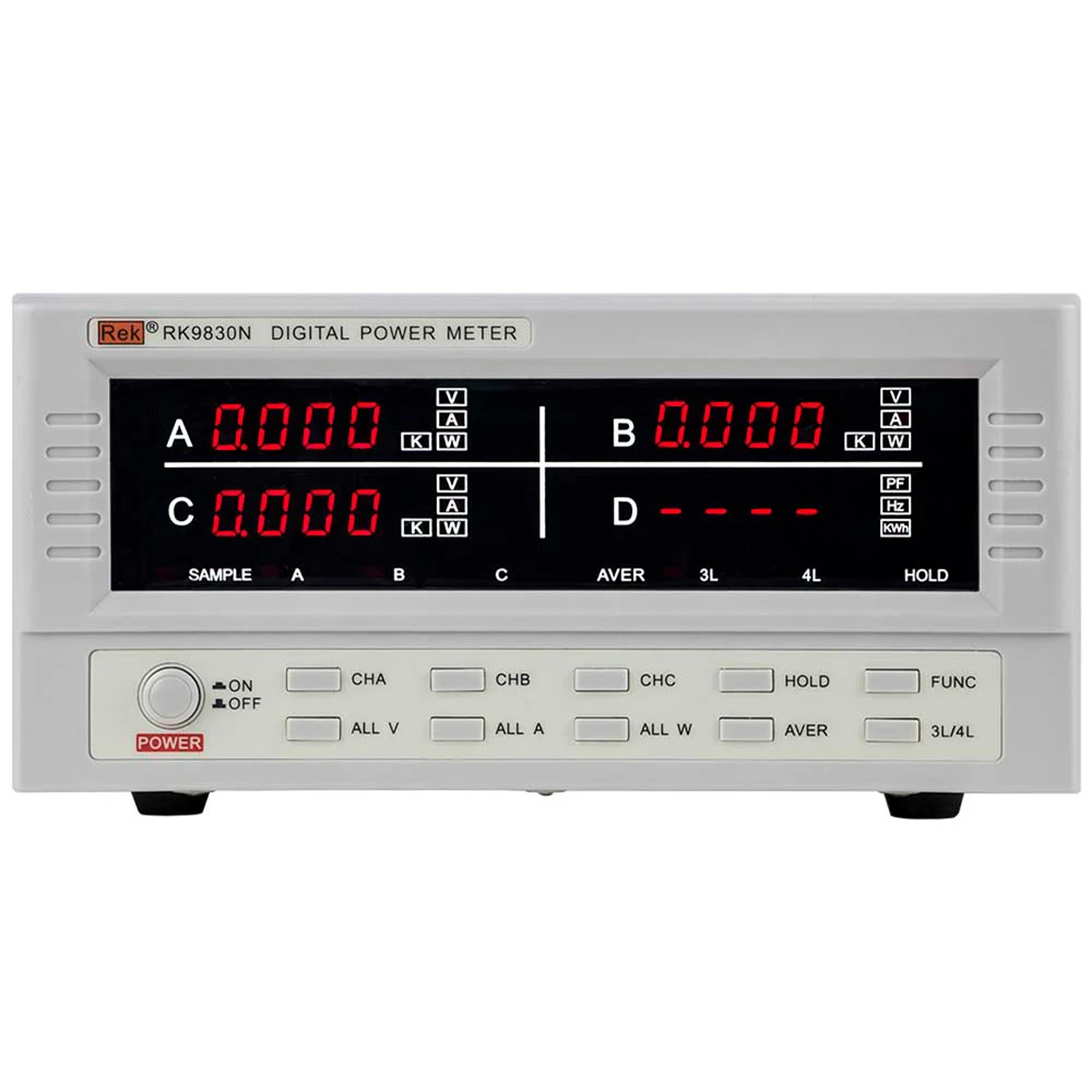 Rek RK9830N 3-Phase Electric Quantity Measuring Instrument Digital Power Meter Bench Digital Wattmeter 600V 40A 41.5kW