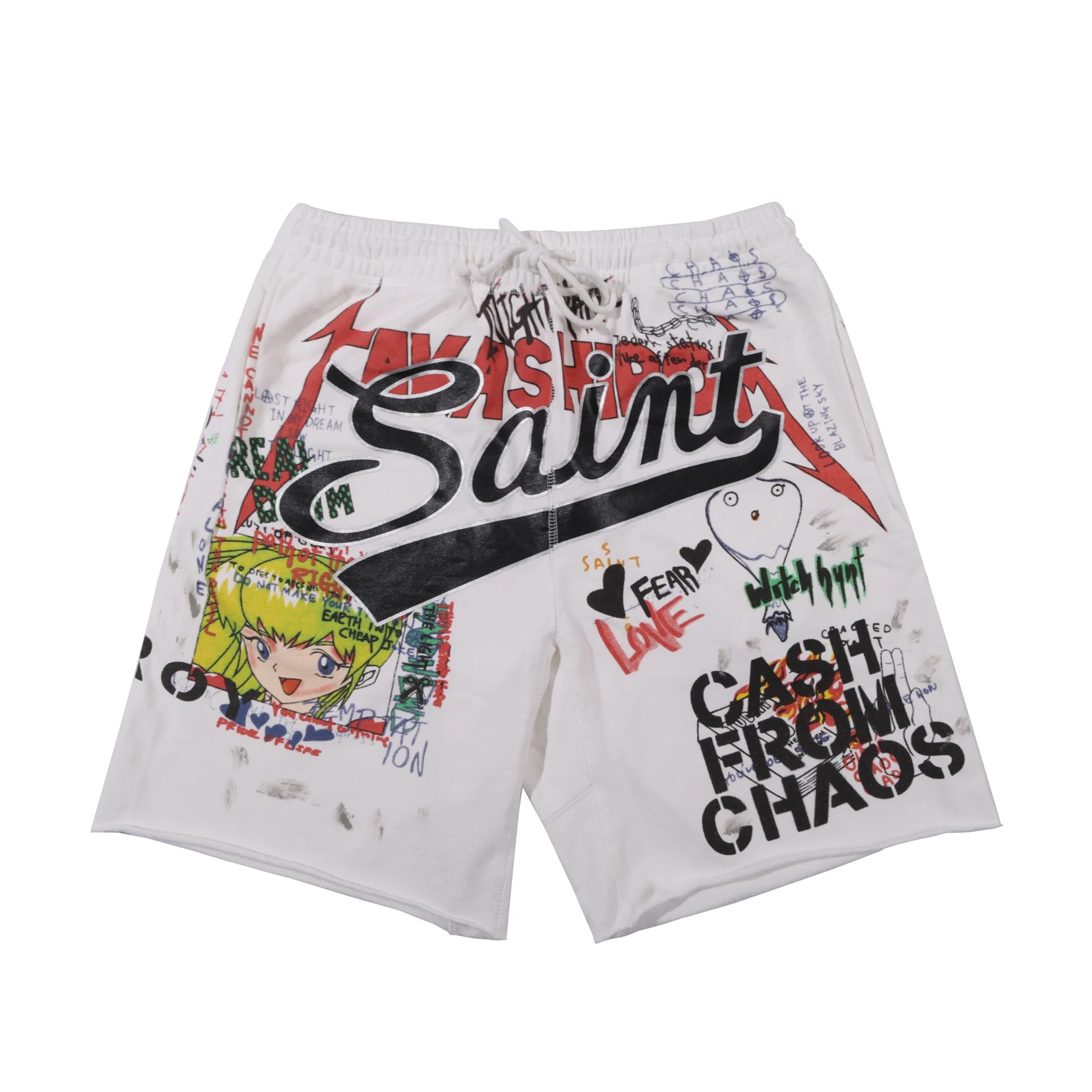 

Американская уличная одежда в стиле ретро с высокой талией и принтом, мужская и женская свободная посадка, спортивный рваный подол, хип-хоп, повседневная одежда...