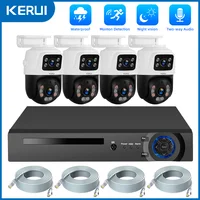 Sistema de cámara de vigilancia KERUI Waterproof 6MP HD POE Dual Lens PTZ WiFi IP Home Security 4CH 8CH POE NVR Video H.265 CCTV Kit