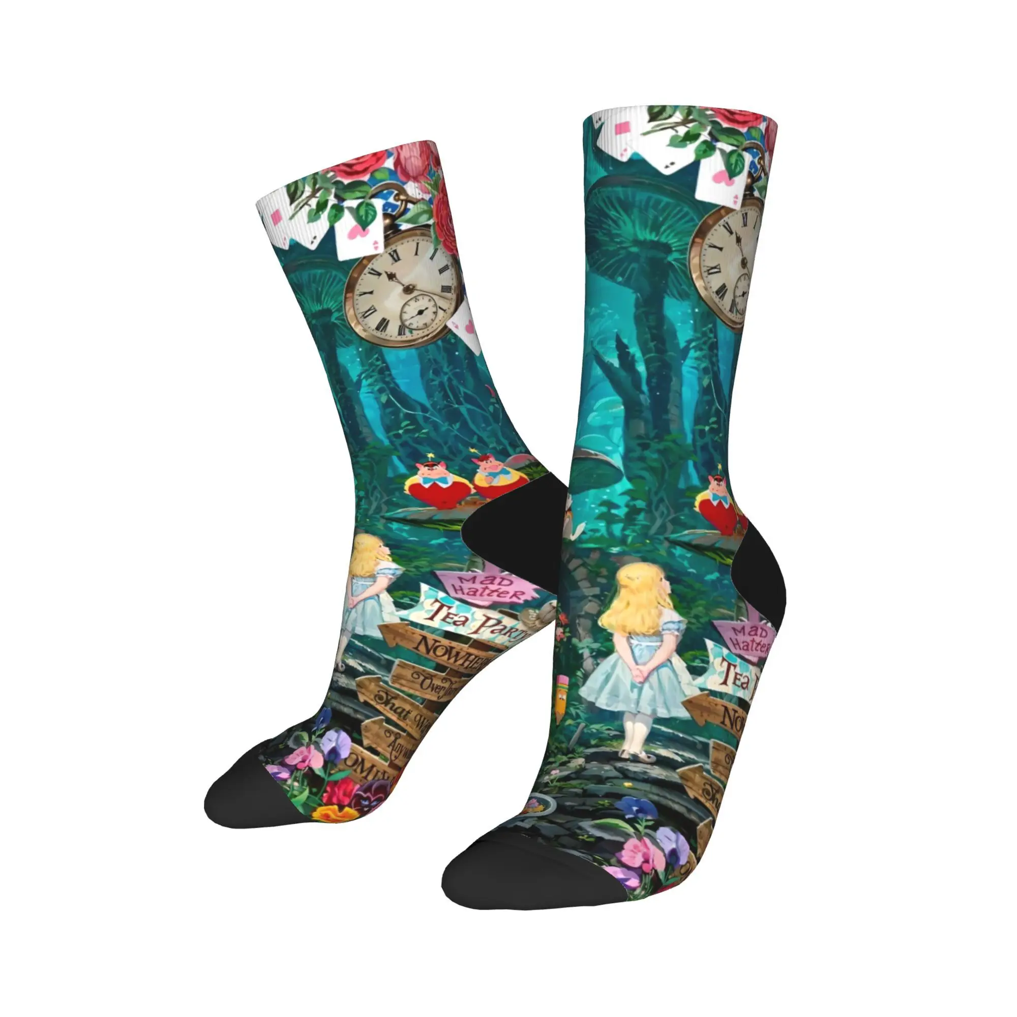 Novelty  Men Women Socks Princess Alice in Wonderland Accessories Soft  Sport Sock All Seasons