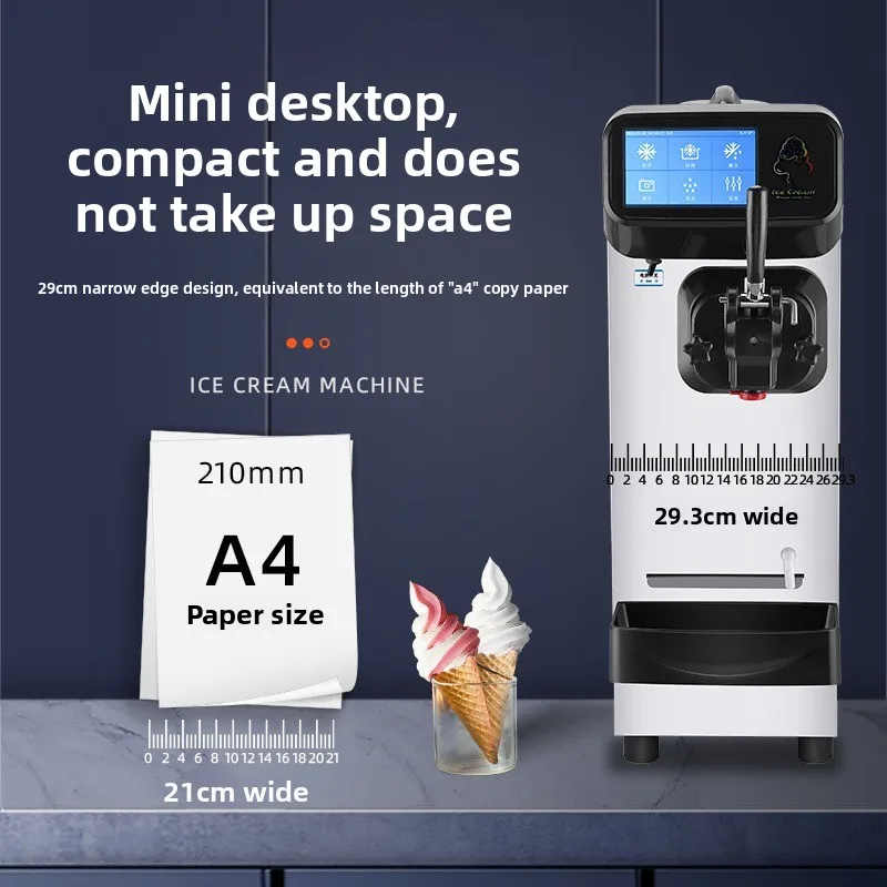 Small desktop automatic ice cream machine touch screen mini sundae ice cream machine