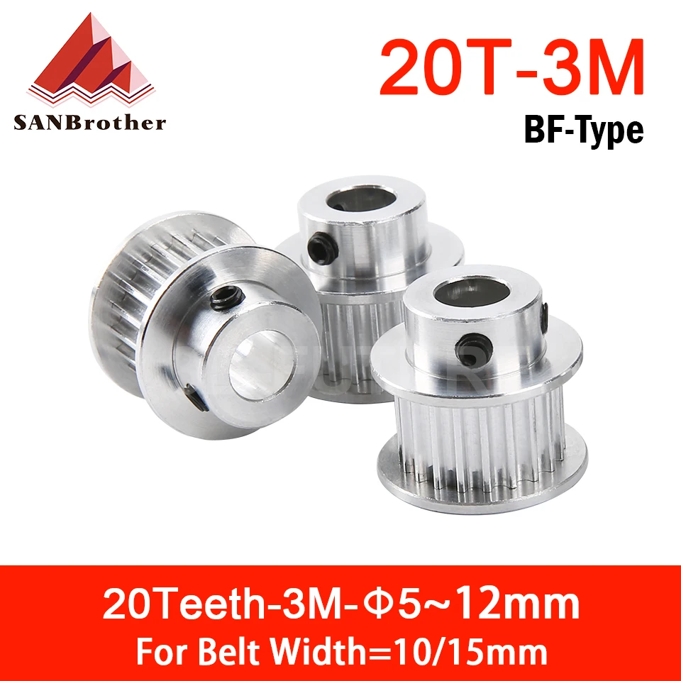 

20T HTD 3M Шкив ГРМ 20 зубьев Диаметр 5/6/6,35/8/10 мм для ширины 10/15 мм 3M Синхронные ремни Шкив BF HTD3M 20 зубов