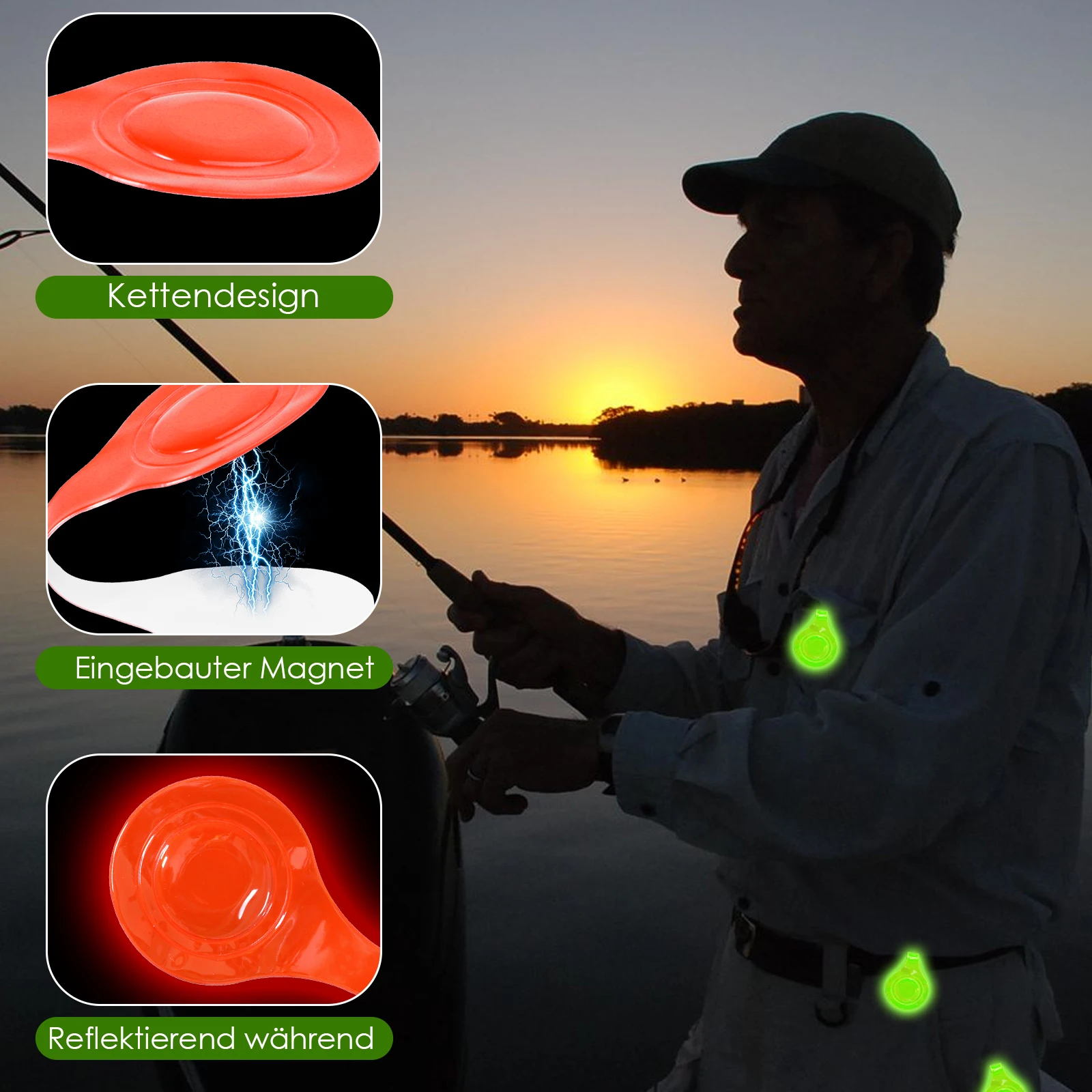 6 قطع من المشابك المغناطيسية العاكسة للدراجات الهوائية الآمنة للأطفال وحقائب الظهر العاكسة لأجزاء المشي الليلية