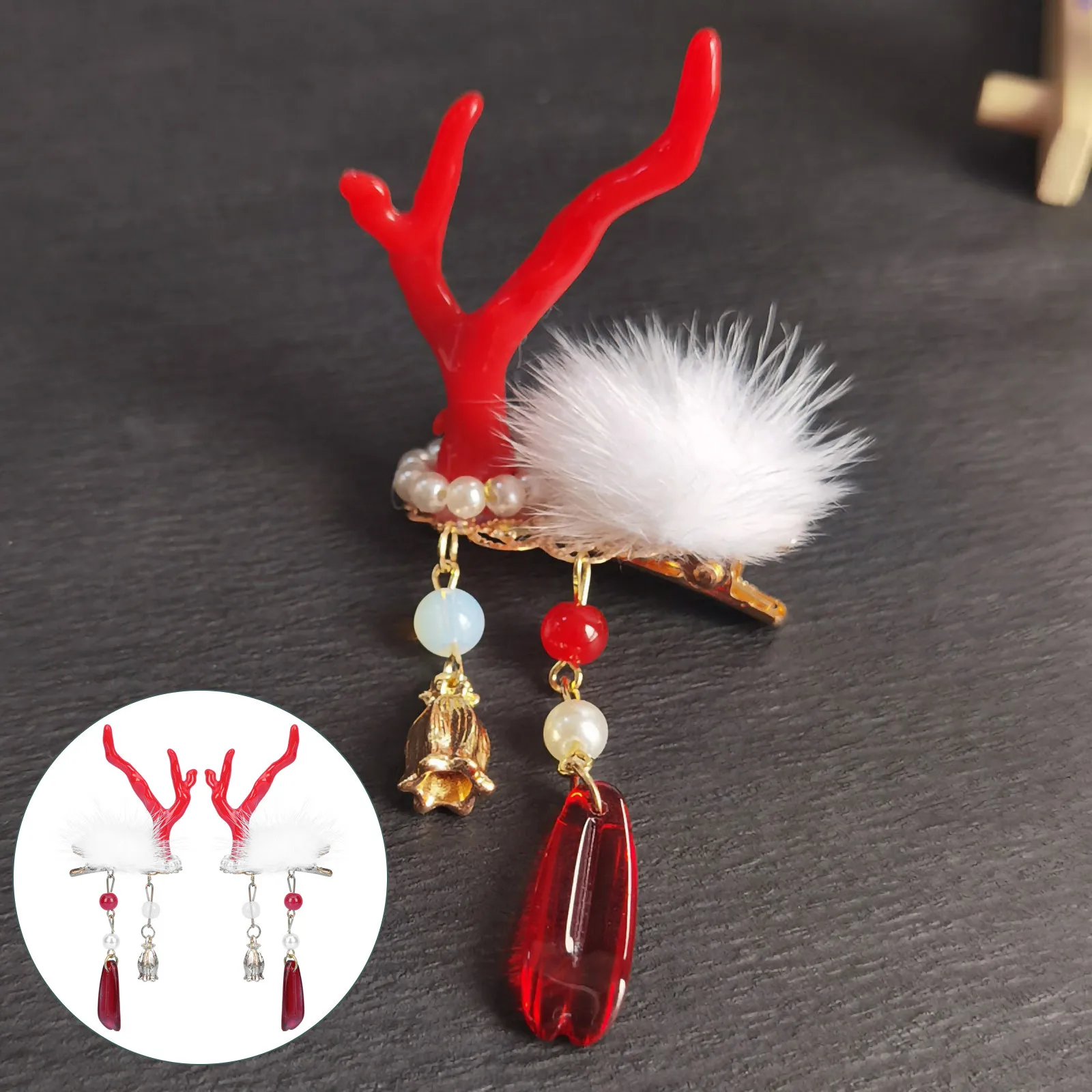 

2 шт., рождественские заколки для волос с рогами оленя, милые заколки для волос, аксессуары для волос для девочек и женщин, заколки с кисточками для праздника