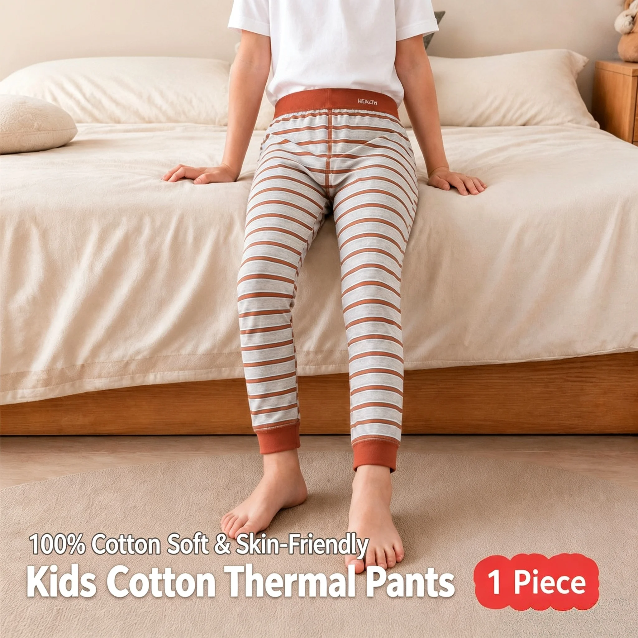 For Kids Pajamas Girls' Spring Autumn and Winter Pure Cotton Long Johns Children's Warm Leggings Medium Thread Pants 2-13 Years