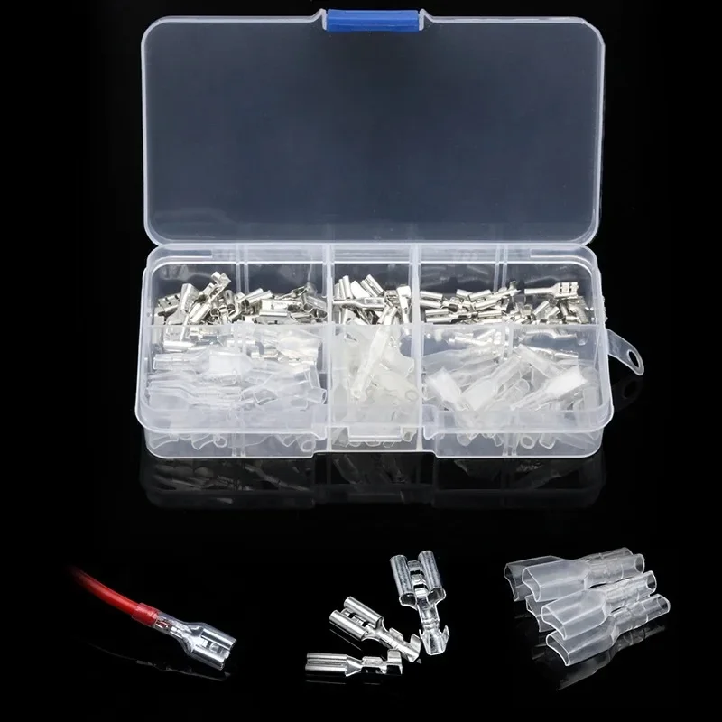 120PCS Box Insulated Male Female Wire Connector 2.8/4.8/6.3mm Electrical Crimp Terminals Termin Spade Connectors Assorted Kit