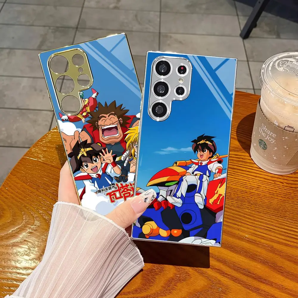 Anime M-Mashin Hero Wataru Phone Case For Samsung S26 S25 S24 S23 S22 S21 FE Ultra Plus Electroplating Silver Cover
