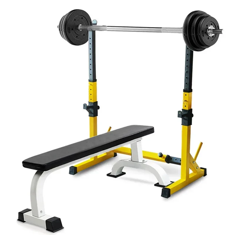 One-Piece Barbell Squat Rack Stand Steel Barbell Stand Weight Lifting Adjustable Height Barbell Frame Indoor Fitness Equipment