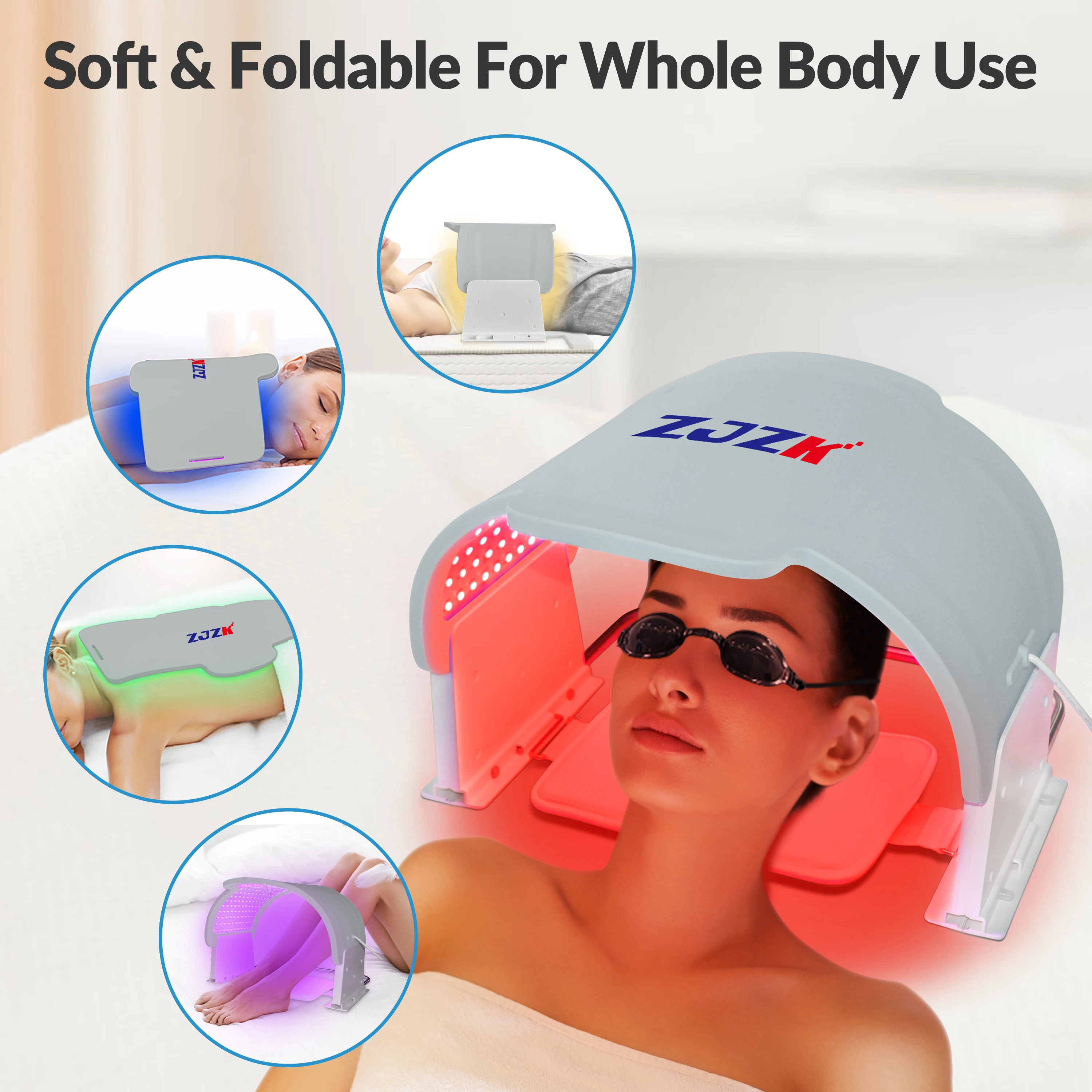 ZJZK Led Neck Mask Light Therapy 660nmx330chips Skin Face Mask 850nmx330chips+940nmx330chips For Face Mask Collagen Production