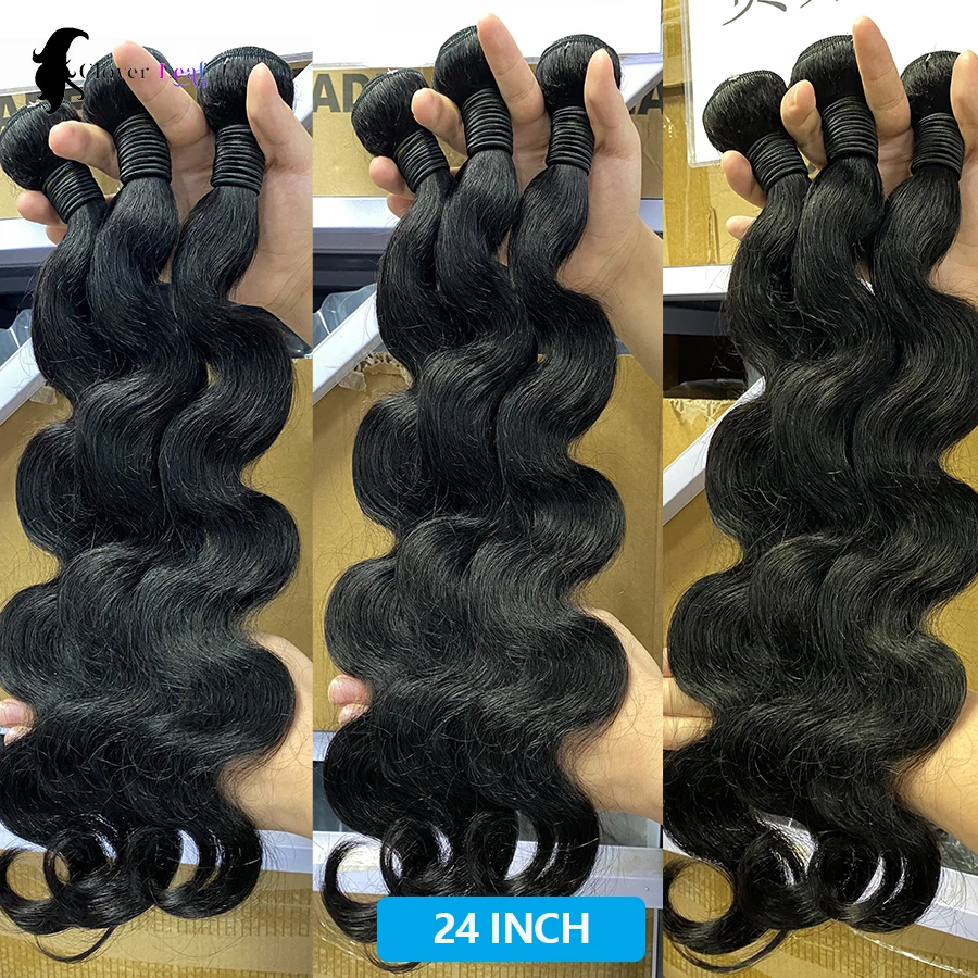 24 Inch 5 x 5 Lace Hair Bundles With Closuse Body Wave Frontal 3 Bundles Only Brazilian Middle Part Human Hair 100% Remy Hair