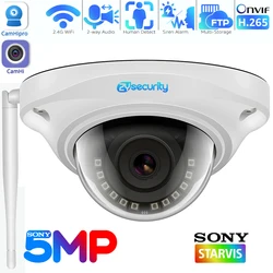 Cámara IP domo Wifi de 5MP, cámara CCTV con detección humanoide a prueba de vandalismo, tarjeta SD Onvif H.265, cámaras de vigilancia de Audio y vídeo Camhipro