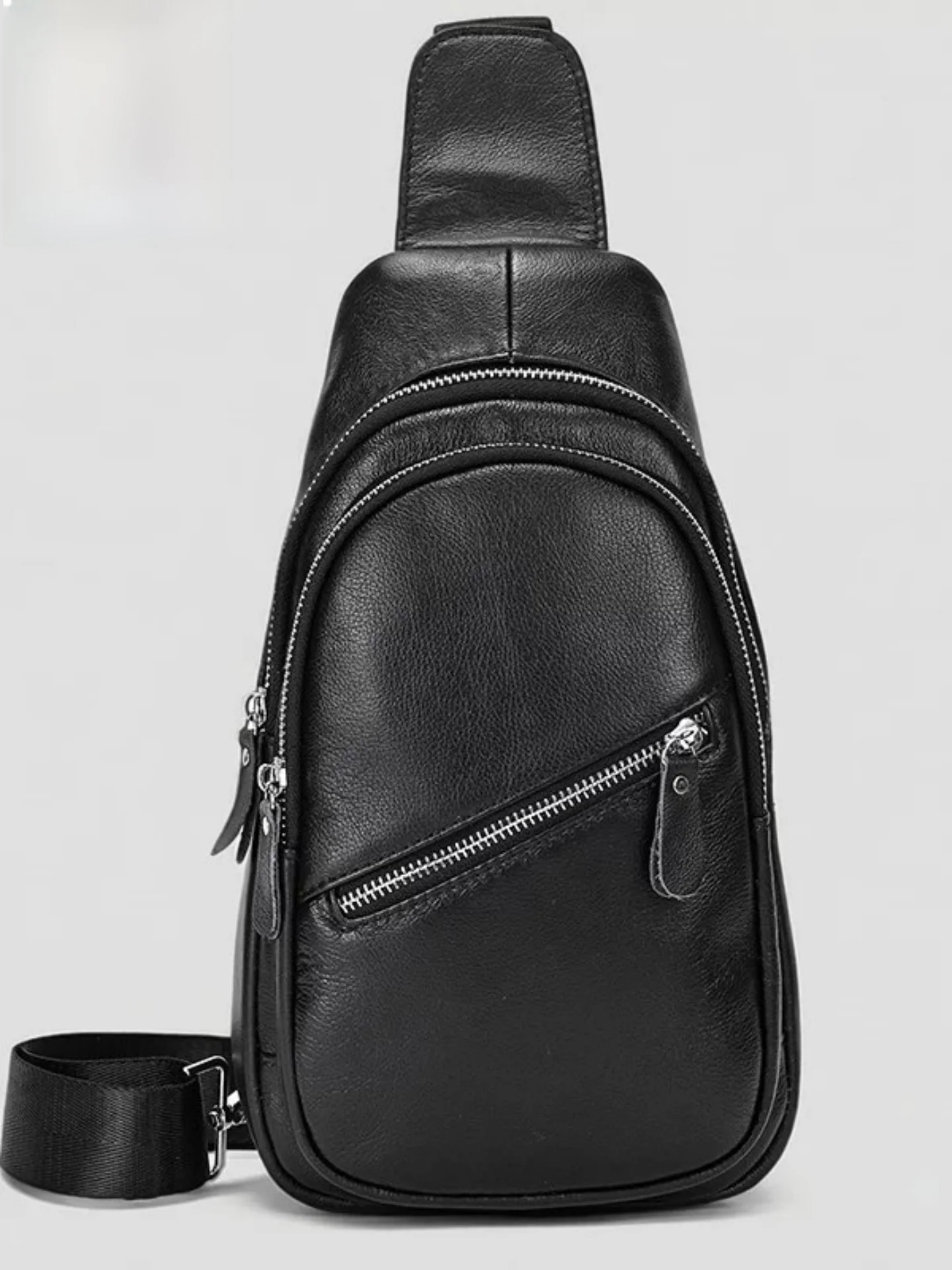 yuqixuan-men's-black-genuine-leather-shoulder-bag-top-layer-cowhide-crossbody-bag-mobile-phone-popular-style-fitness-scene