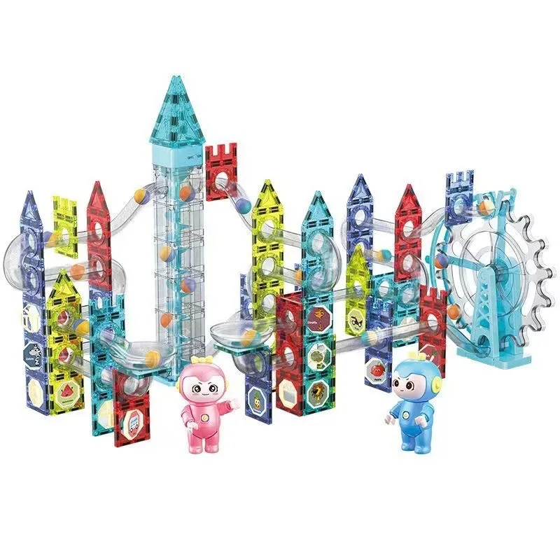 Dige – ensemble de construction de grande roue magnétique, course en marbre motorisée avec lumières LED, jouets éducatifs STEM, apprentissage Montessori