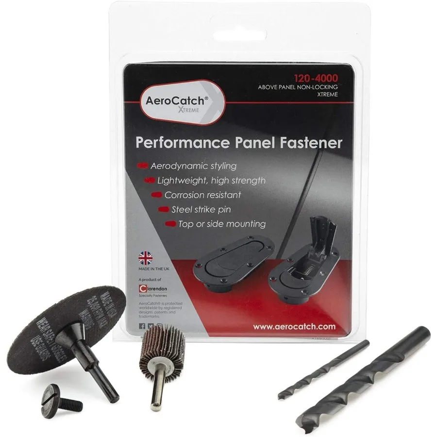 

AeroCatch 120-4000 Xtreme Plus Flush Hood Latch and Pin Kit - Black with Installation Kit for High-Performance Vehicle Hood Sec