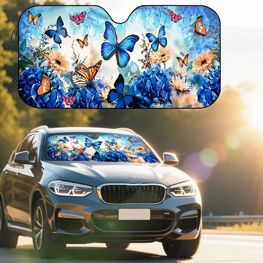 Dream Butterfly Flower Pattern Car Windshield Sunshade Light Sun Protection and Heat Insulation Effectively Block Ultraviolet
