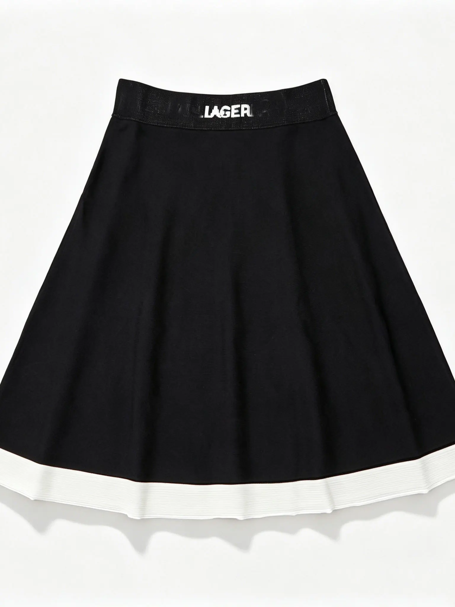 Elegant Mid-Thick Knitted Half Skirt with Color Block Waistband A-Line Summer New Style for Women Elastic Waist Skirts