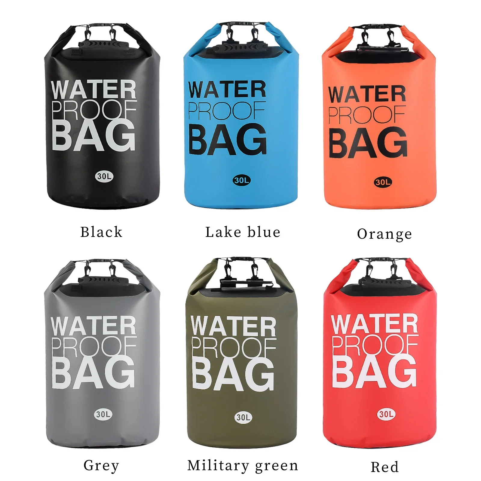 

30L Drifting Rafting Bag Foldable PVC Camping Storage Bag Large Capacity Adjustable Double Shoulder Straps for Trekking Boating