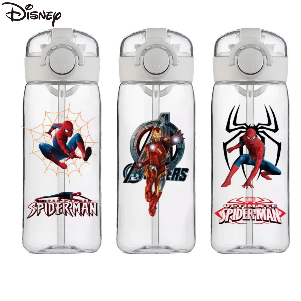 

400ML New Iron Water Cup Large Capacity Food Grade Plastic Heat Resistant Kettle Cartoon Spider-Man Boy Girl Student Cup Gift
