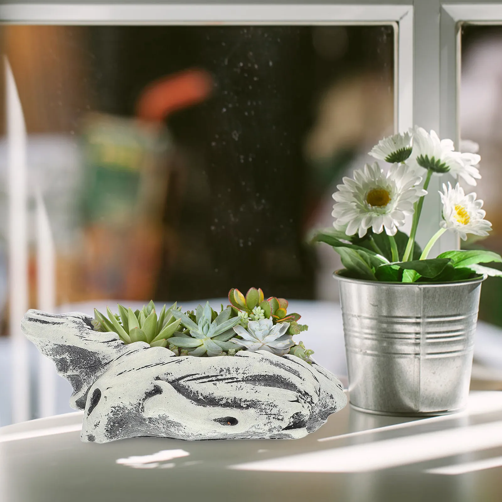 Indoor Flower Pot For Coffee Table Plant Pot Home Decore Handmade Cement Flowerpot Unique Artistic Shallow