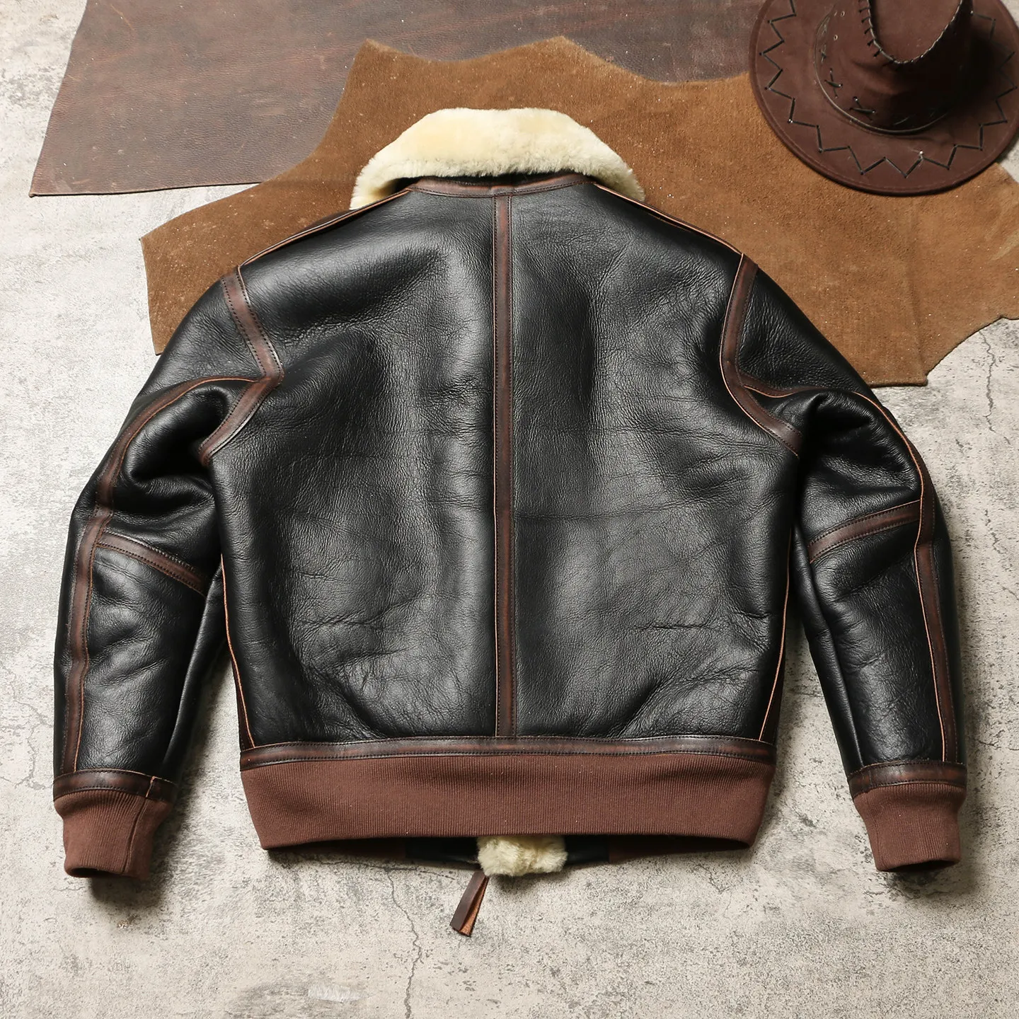 Tailor Brando Authentic Sheep Shearling Men's Vintage G1 Classic Leather Bomber Jacket