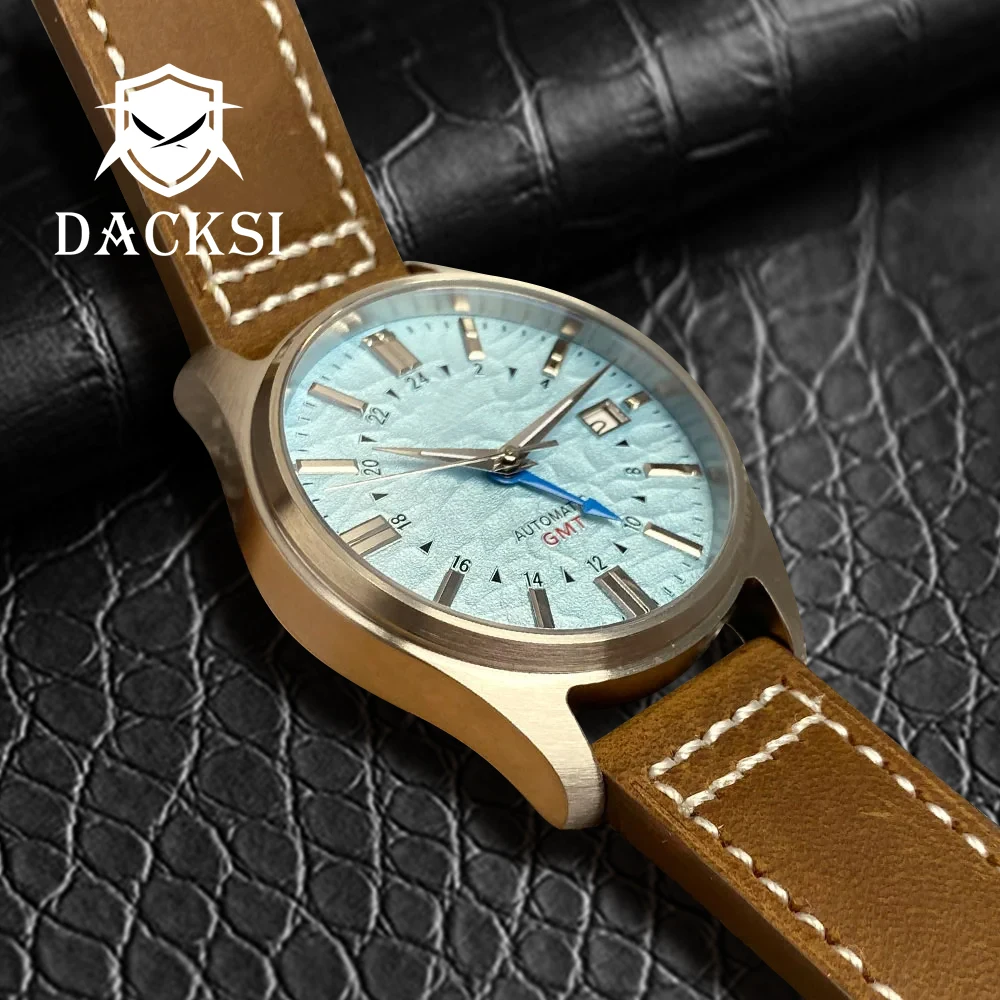 DACKSI NH34 GMT Movt 39mm Pilot Dive Automatic Watches for Men’s AR Sapphire Crystal Date Green Luminous Mechanical Wristwatches