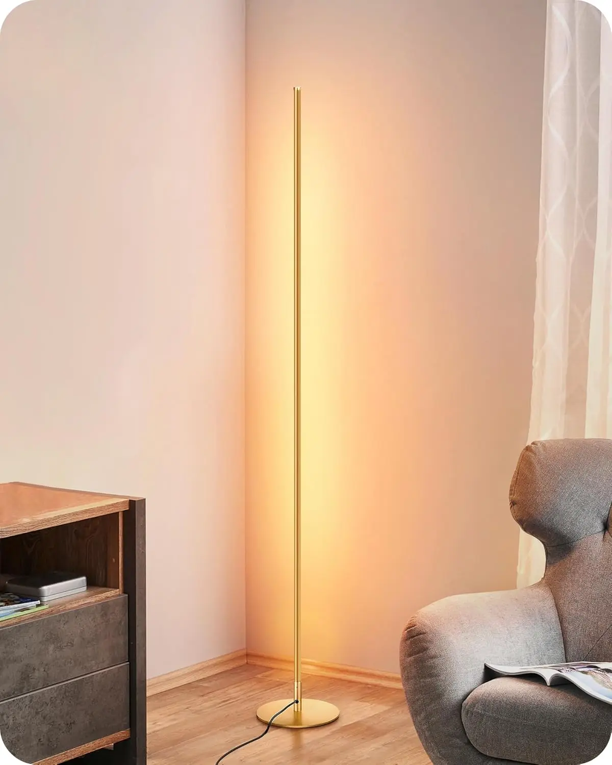 

Floor Lamp with Remote & Foot Switch, Dimmable 10%-100%, 7 Color Temps, 57.5" Tall, Gold