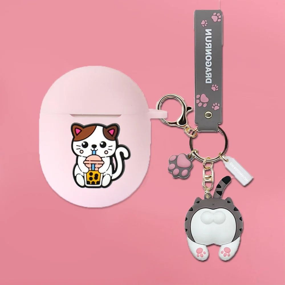 فوندا-حافظة فائقة للراحة من بوس ، حافظة كارتون لطيفة ، غطاء سيليكون للسماعات ، القط ، الكلب ، قلادة الأفوكادو