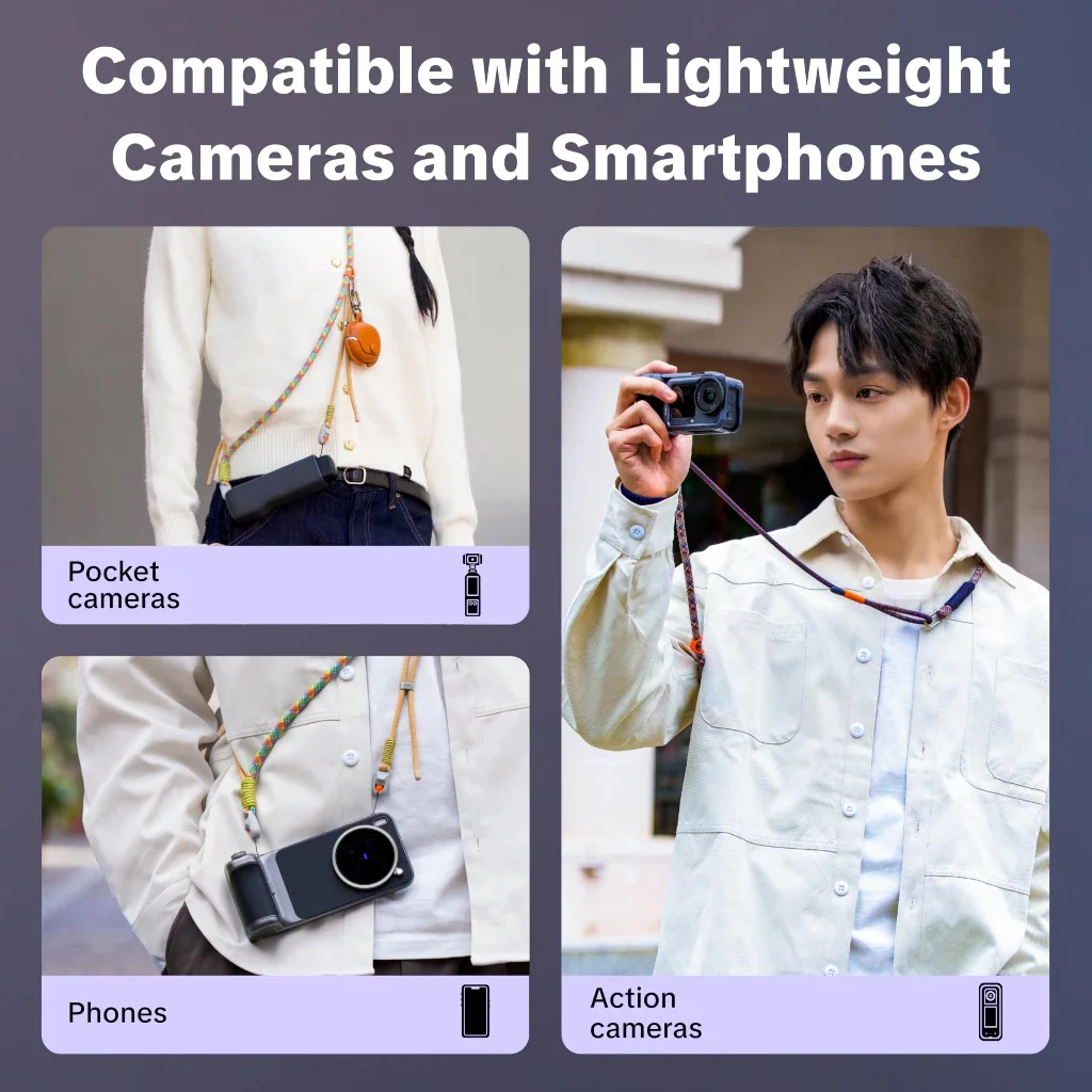 Pasek do kamery PGYTECH Pocket-Series kompatybilny z DJI Osmo Pocket 3/Xtra Muse, regulowany pasek na ramię/dłonie 2 w 1 — zdjęcie produktu 6