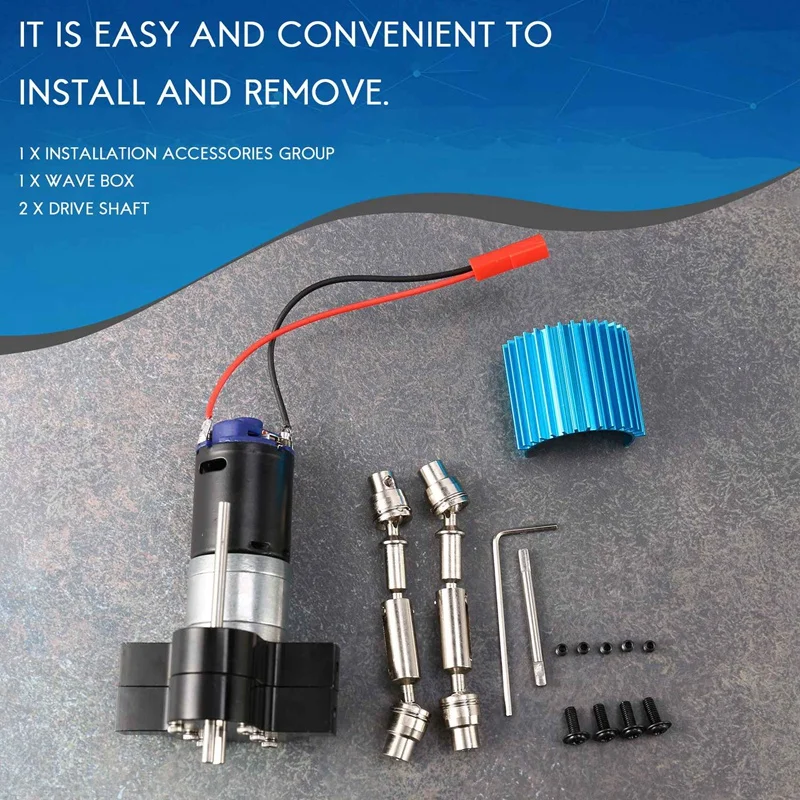 Metal Transmission Gearbox 370 Motor With Drive Shaft Upgrade Accessories For WPL C14 C24 B24 B36 MN D90 MN99S RC Car