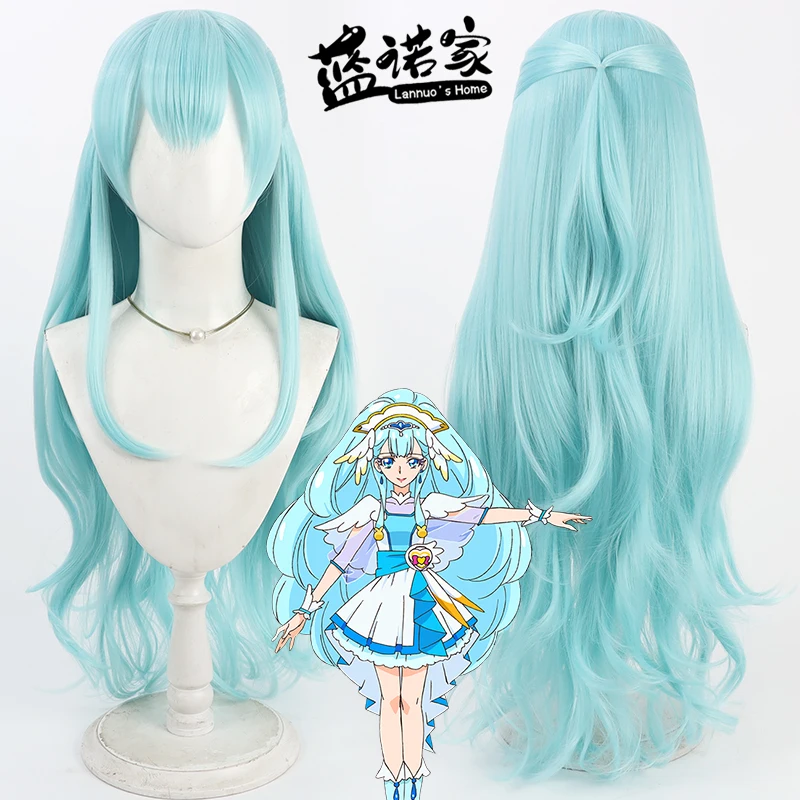 

Synthetic Hair Yakushiji Saaya Cosplay Wigs Futari wa Pretty Cure Cure Ange 100cm Long Light Blue Wig Heat Resistant
