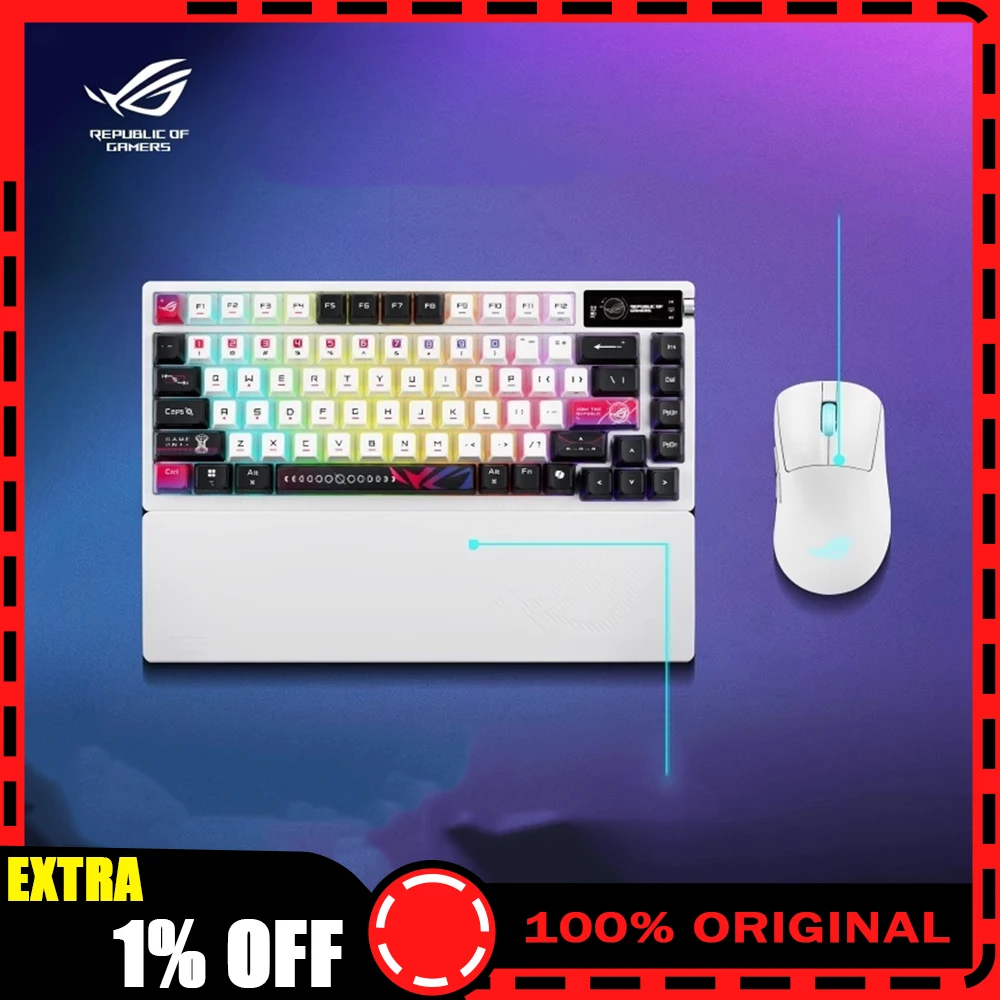 

Механическая клавиатура ROG AzothX с OLED-дисплеем 8K, управлением с экрана, тремя режимами, низкой задержкой, RGB-подсветкой, Gasket-креплением, возможностью горячей замены, аксессуары для ПК