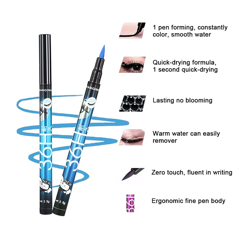 Liquid Eyeliner Waterproof Eyeliner Pencil 36H Long-Lasting Precision Black Liquid Eye Liner Pen Makeup Quick-Dry Cosmetics Tool