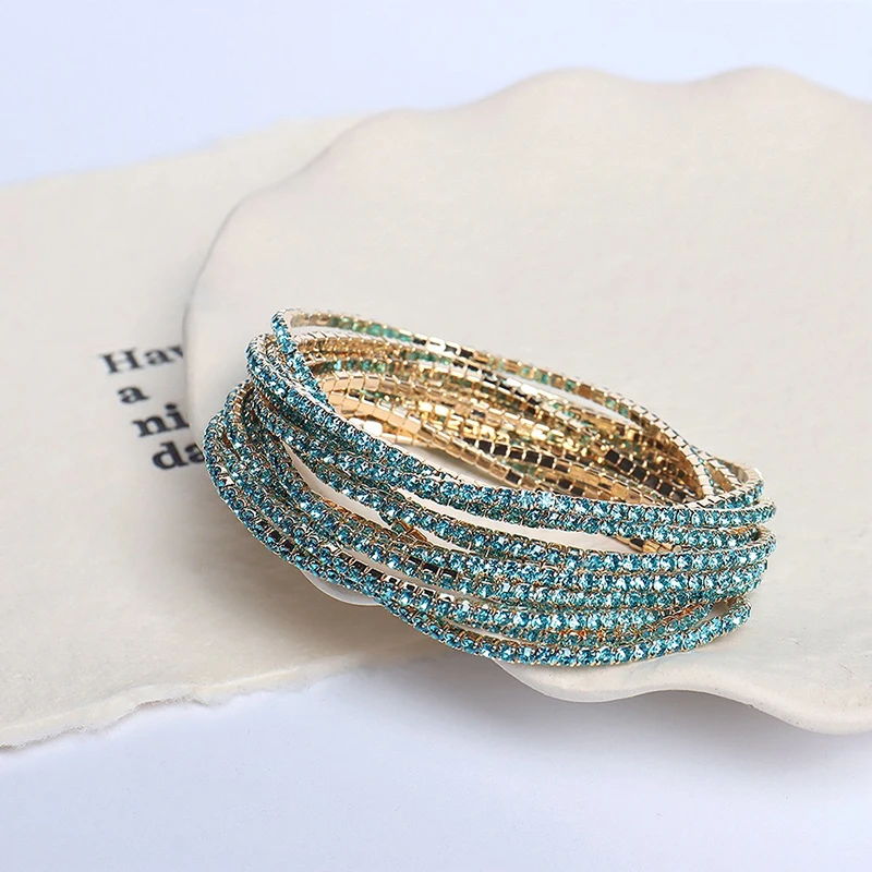 5 stücke Mode Kristall Strass Stretch-Armband Für Frauen Elastische Armband Hochzeit Armbänder Täglichen Weiblichen Schmuck Zubehör – Detail 5