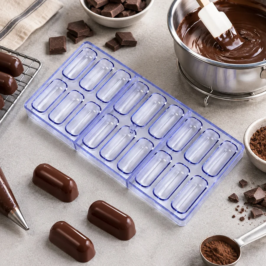 1PC 18 Cavity Oval Chocolate Mold, Polycarbonate Candy Mould Tray for DIY Baking & Dessert Making ZYF
