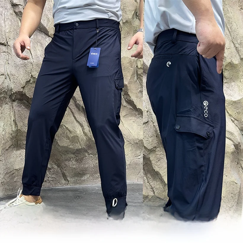 

High Elastic Ice Silk Cold Sensation Technology Spring Summer Men's Tapered Workwear Dstring Casual Pants Thin Pants