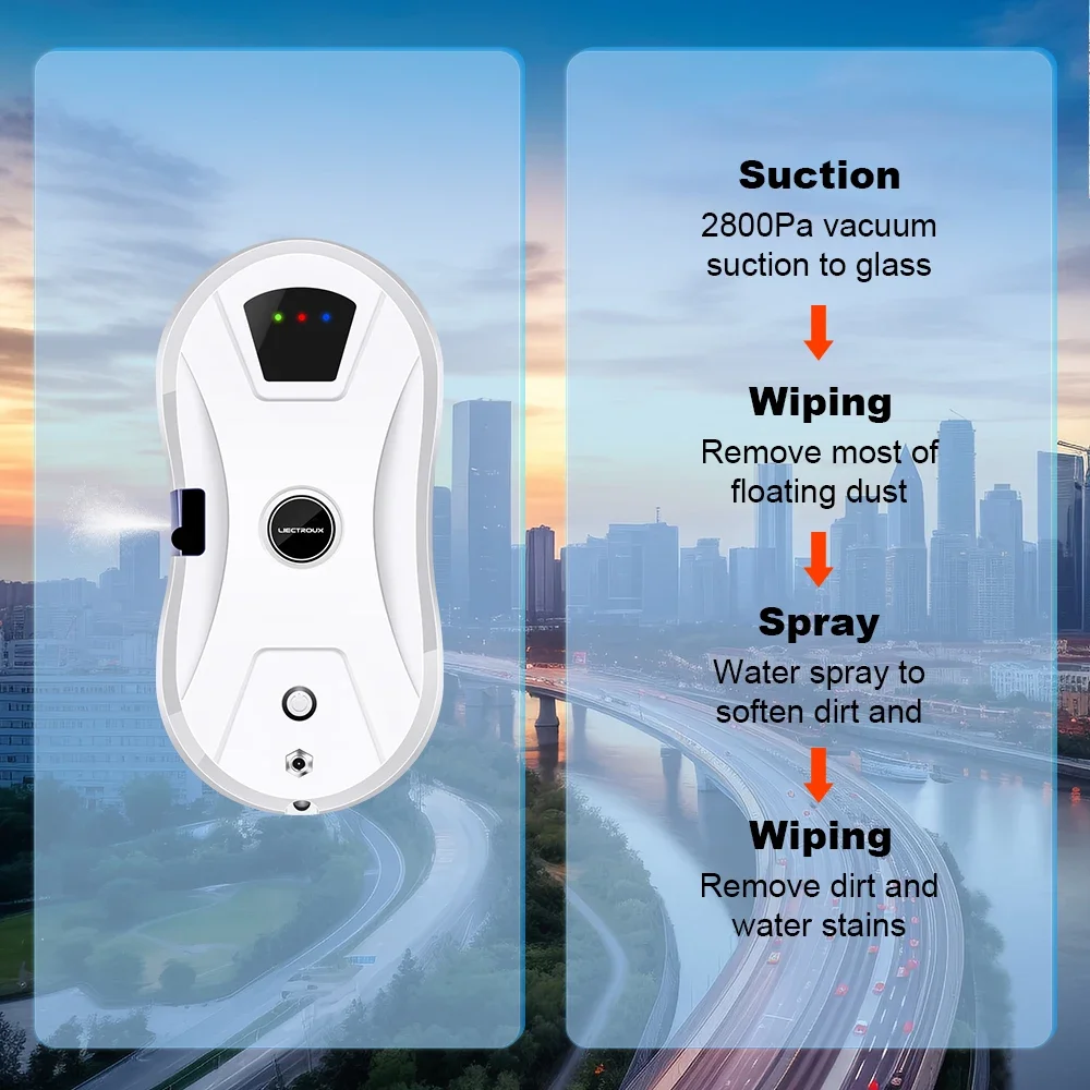 Liectroux YW610 หุ่นยนต์ทําความสะอาดหน้าต่าง หุ่นยนต์ทําความสะอาดหน้าต่างอัจฉริยะอัตโนมัติพร้อมระบบฉีดน้ําอัลตราโซนิก