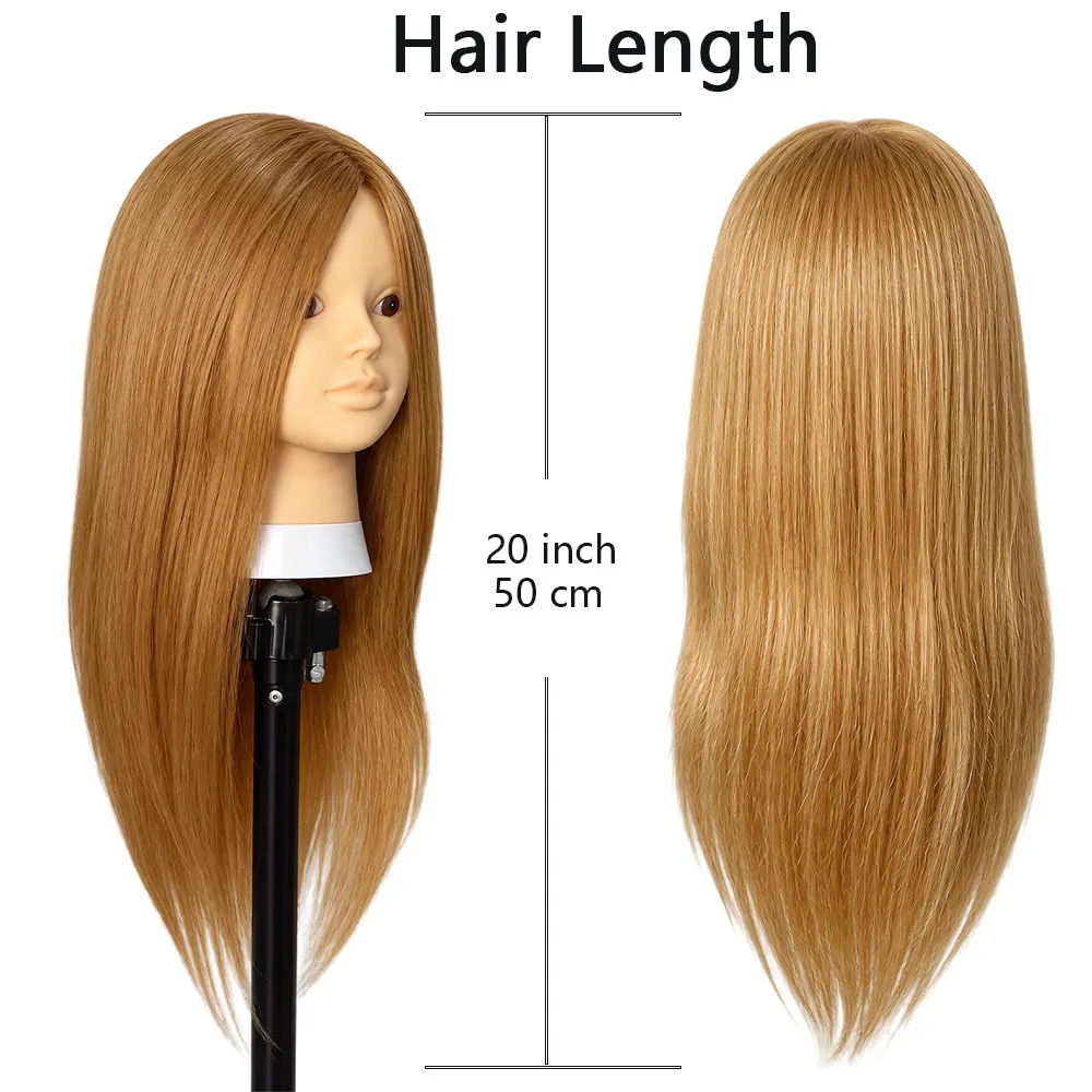 80% Human Hair Mannequin Head Cosmetology Makeup Practice Hair Manikin Head for Hairdresser Cutting,Braiding，Styling,Makeup