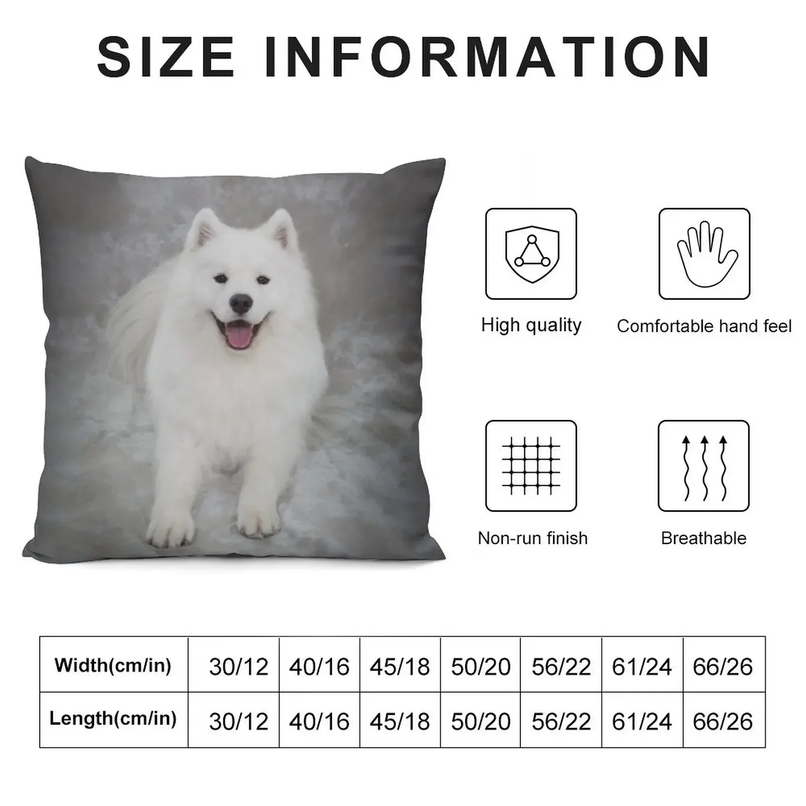 Samoyed dog, lying down, facing camera in studio Throw Pillow Custom Cushion Photo Luxury Sofa Cushions pillow