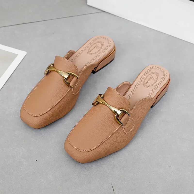 2024 New Fashion High-end Women's Slippers Flat Women's Slippers with Metal Decoration Light Casual Shoes for Women