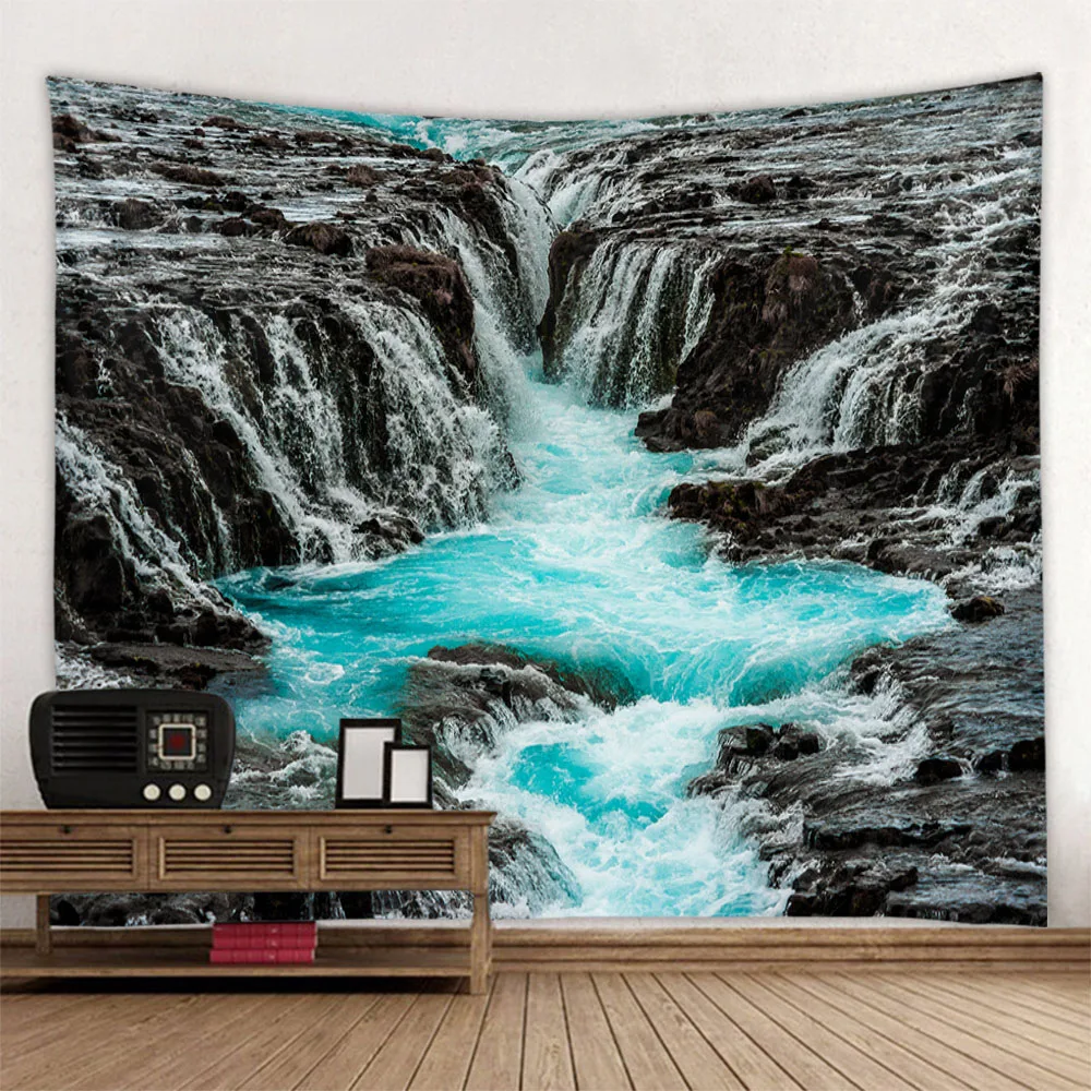 

Beautiful mountains, rivers, tapestries, jungle waterfalls, wall hanging home art decoration, living room background cloth