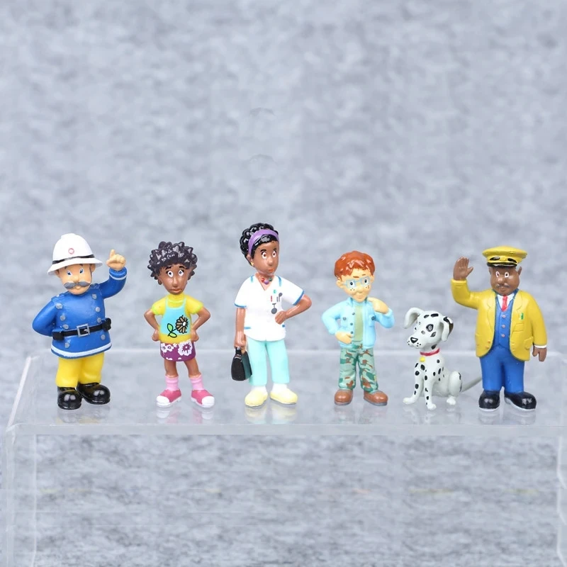 12Pcs/set Fireman Sam Cartoon Anime Fire Fighting Figure Model PVC Doll Toys Boy Girl Toy For Kids Birthday Xmas Gift