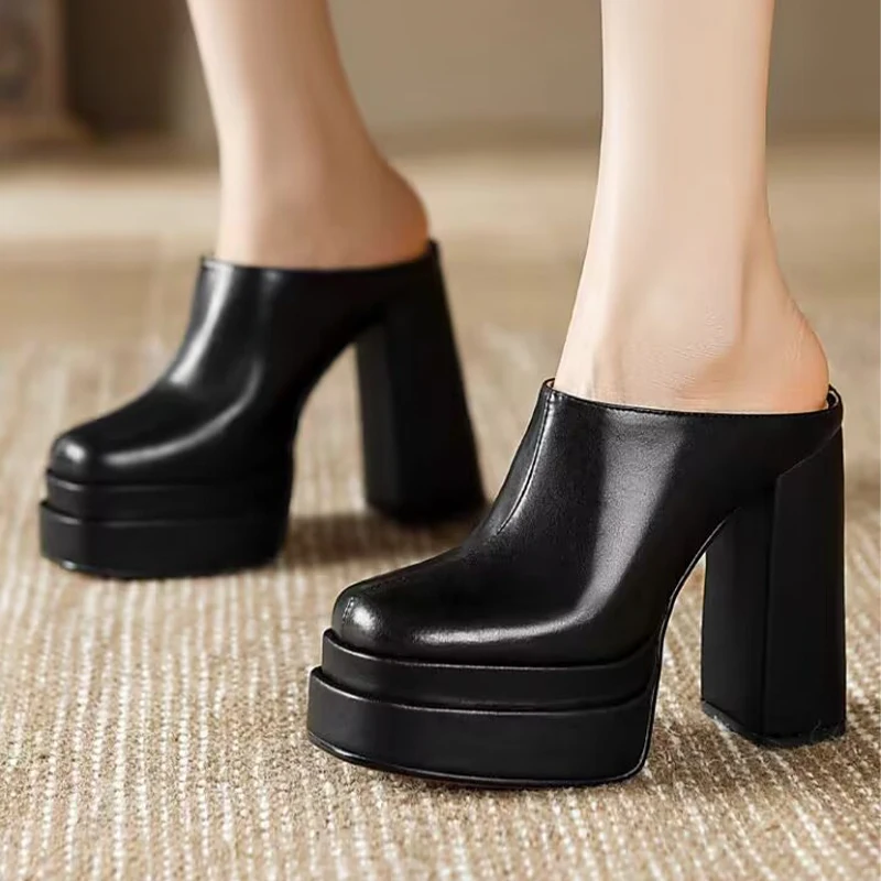 

Super High Heels Women's Slippers Chunky Fashion Singback Shoes 2026 Designer Dress Spring Sexy Elegant Platform Mujer Pumps