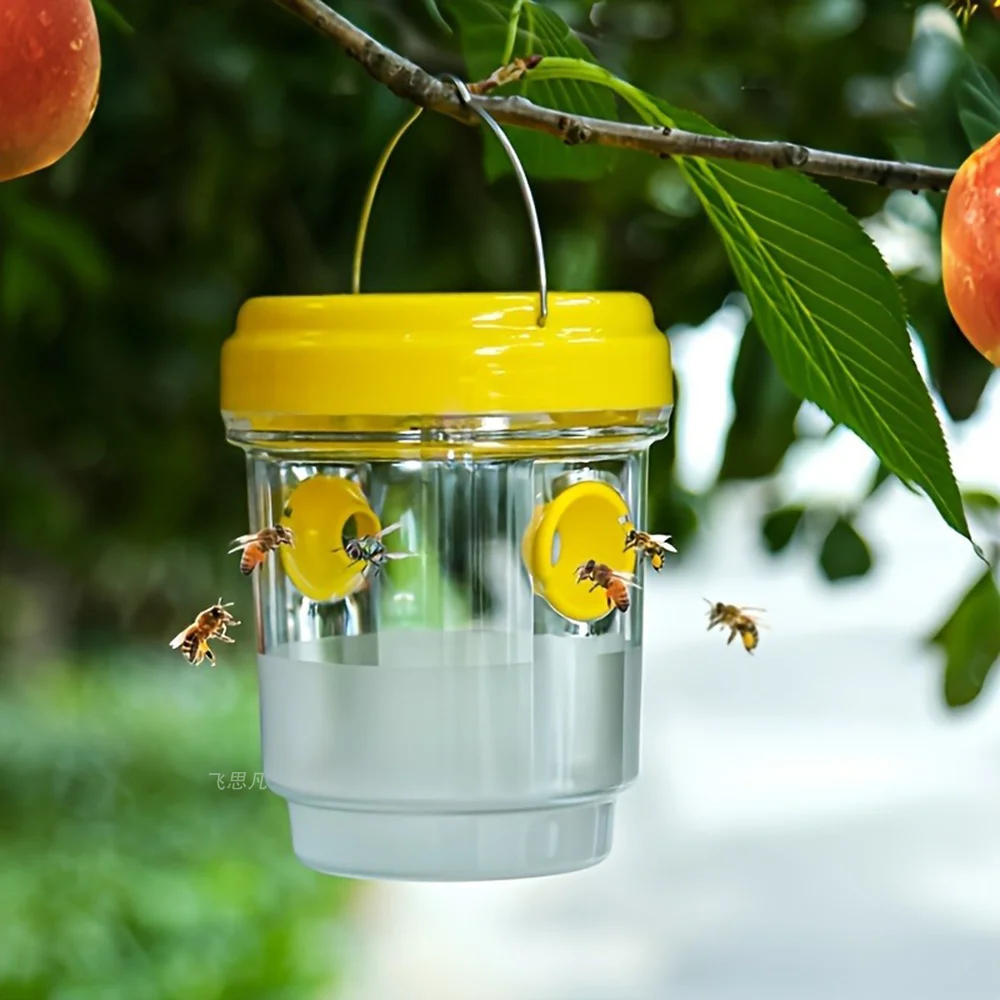 Transparent Plastic Flying Insect Catcher With Cover Outdoor Reusable Trap For Fruit Fly Wasp Visible Monitoring Garden Pest