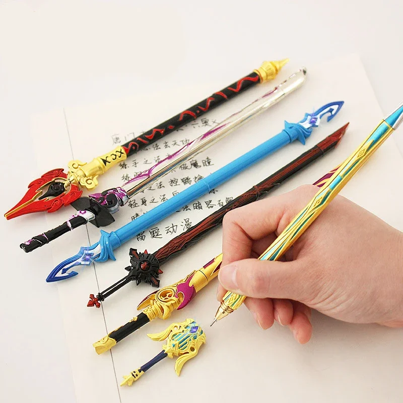 Genshin Impact Sword Pen Anime Metal Weapon Desk Accessories Kawaii Toy Room Decor