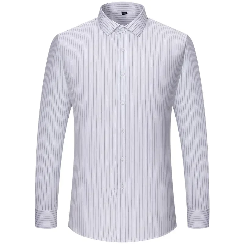 

Bamboo Fiber Men's Striped Stretch Shirt Long Sleeve Anti-wrinkle Non-ironing Formal Soft Fashion Casual Business Office Shirts