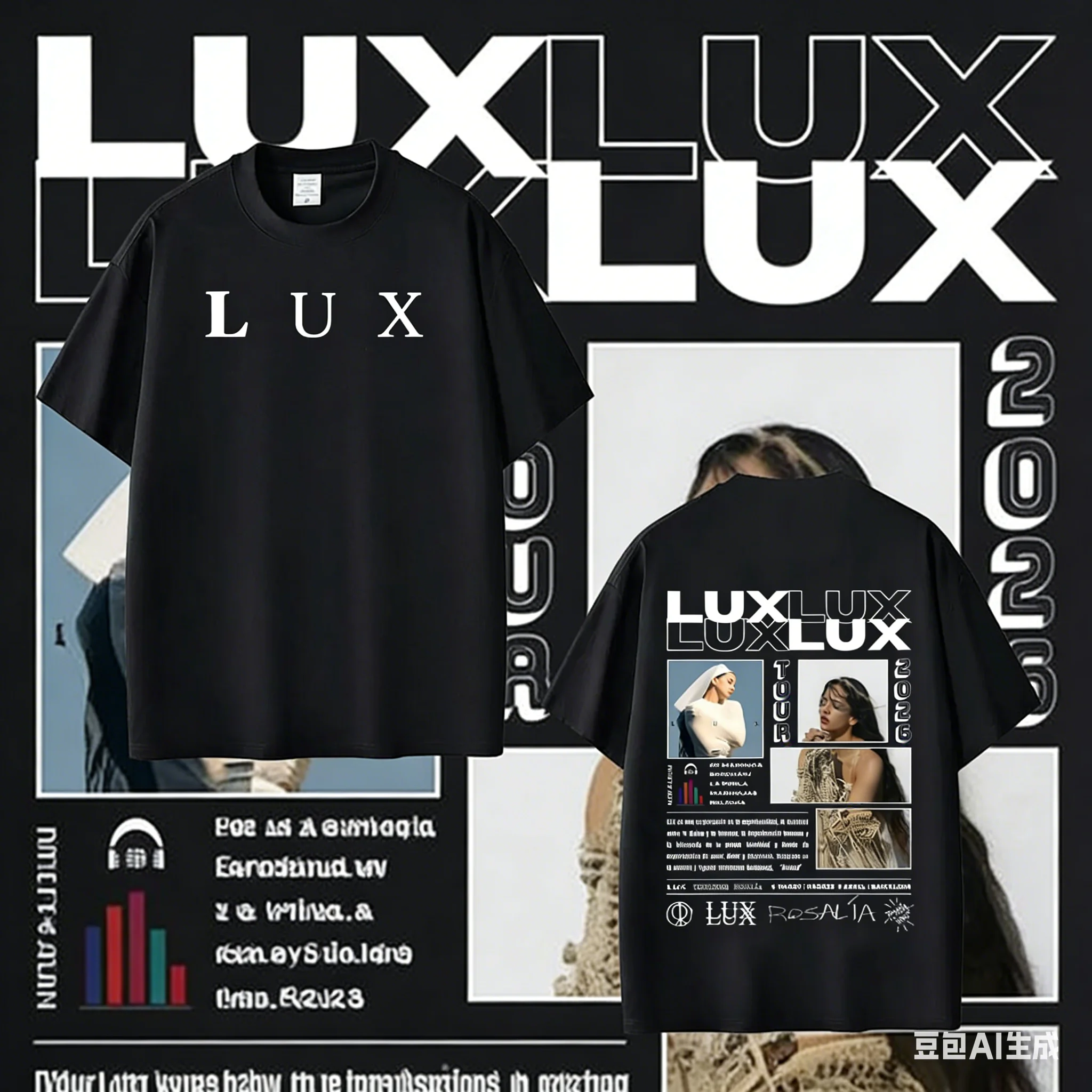 

Футболка с принтом LUX Album Tour певицы Розалии для мужчин и женщин, модная летняя повседневная футболка из 100% чистого хлопка, коллекция 2026 года