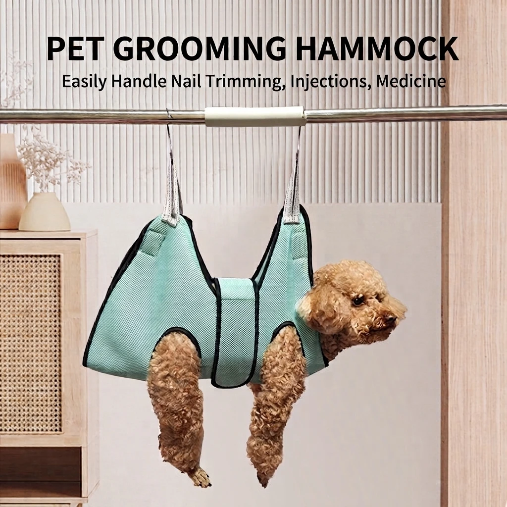 Pet Grooming Hammock for Cat Dog Nail Clipping Trimming Restraint Bag with Hooks Anti-Scratch Helper for Feeding Bathing Hair