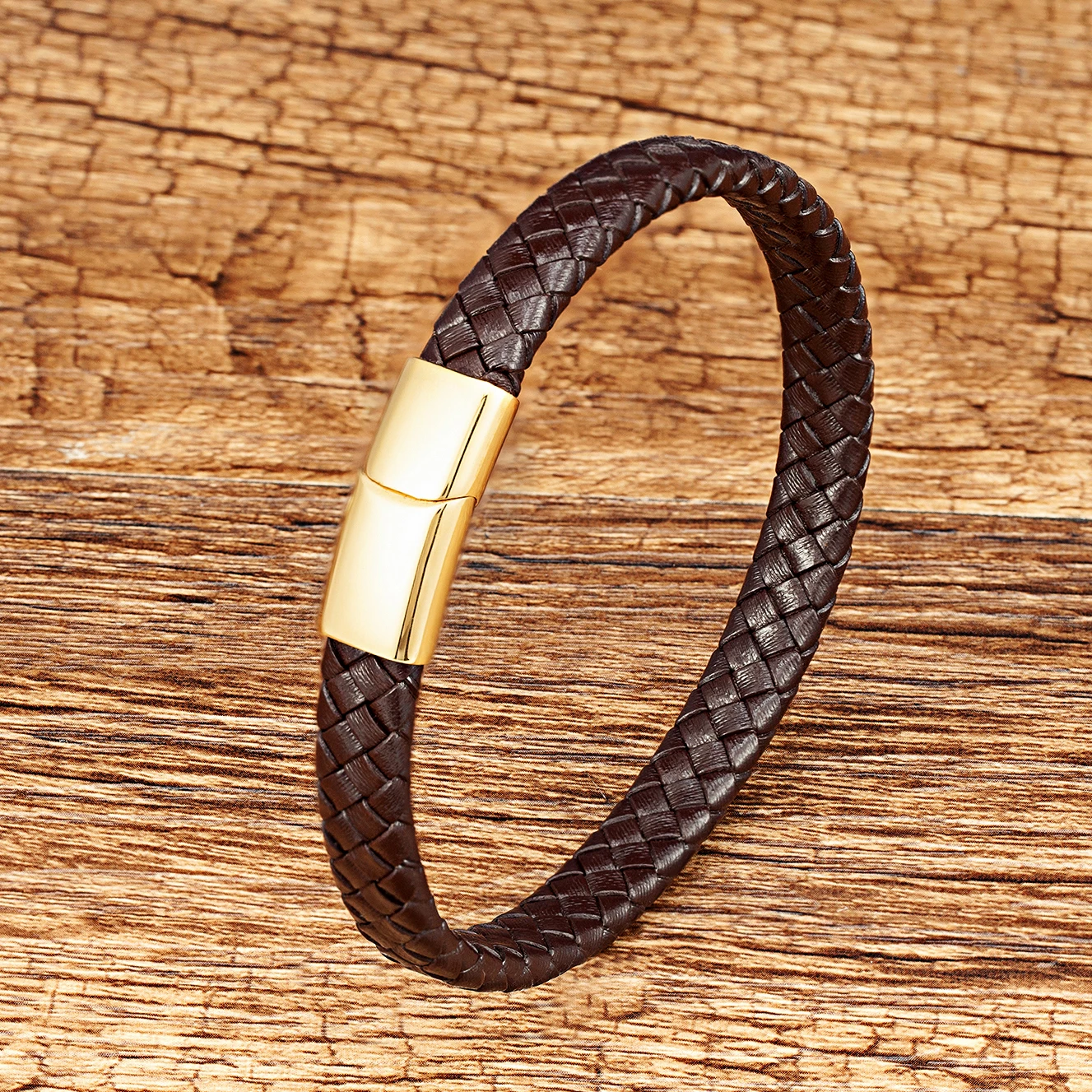 New Classic Style Hand-woven Leather Bracelet Simple Stainless Steel Button Neutral Black/Brown Rope Men Bangles Jewelry Gifts